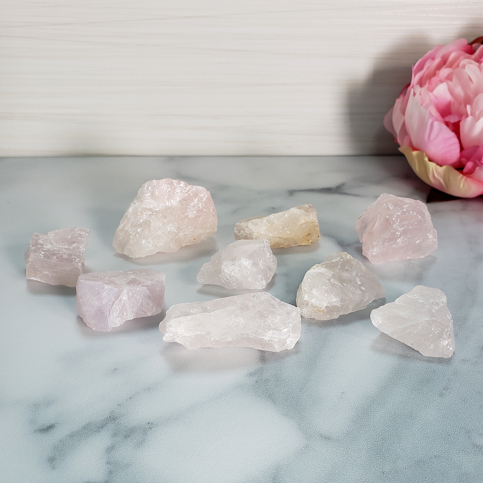 Rose Quartz Raw Crystal Rough Gemstone - Small One Stone - On Tile 2