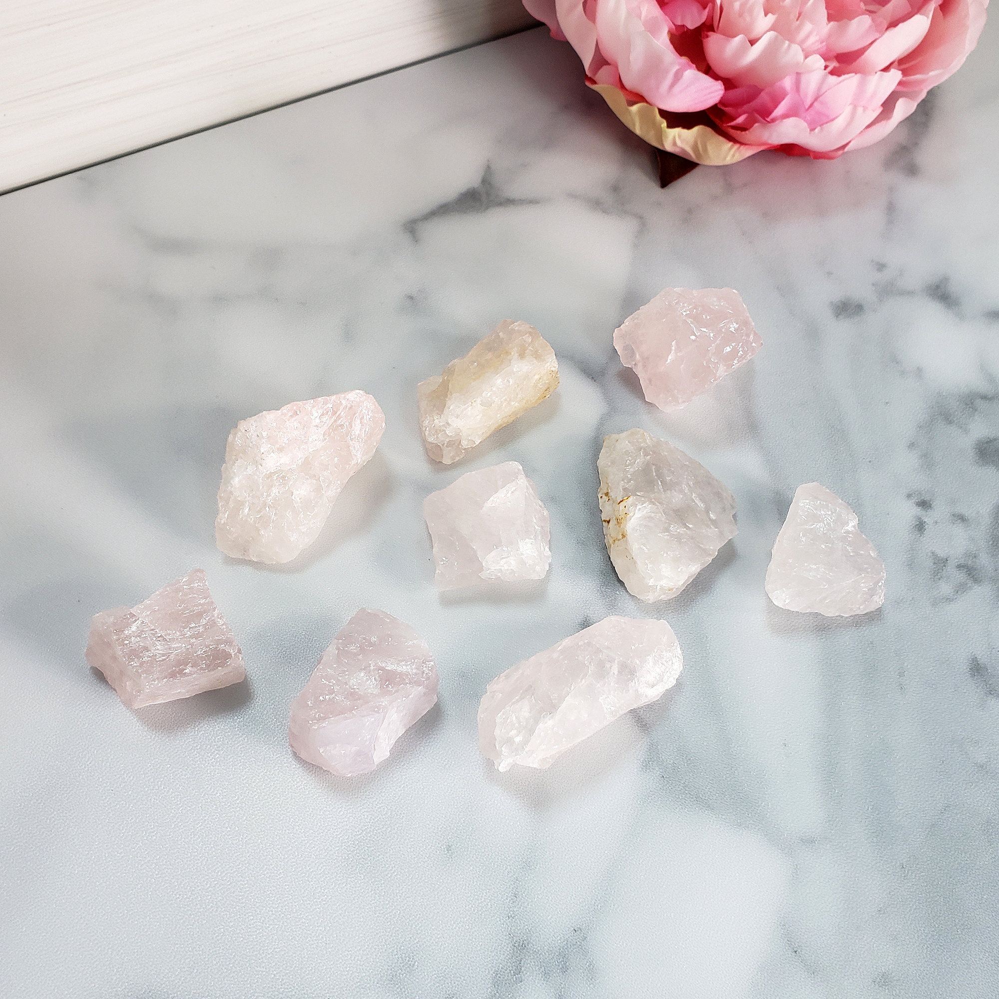Rose Quartz Raw Crystal Rough Gemstone - Small One Stone - On Tile