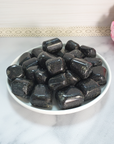 Black Galaxy Jasper Stone Natural Tumbled Crystal - One Stone - Tumbled Jasper Stones in White Ceramic Dish