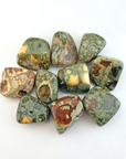 Green Rainforest Rhyolite Natural Tumbled Stone - One Stone