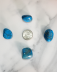 Turquenite Blue Howlite Dyed Tumbled Stone - One Stone - Size Comparison
