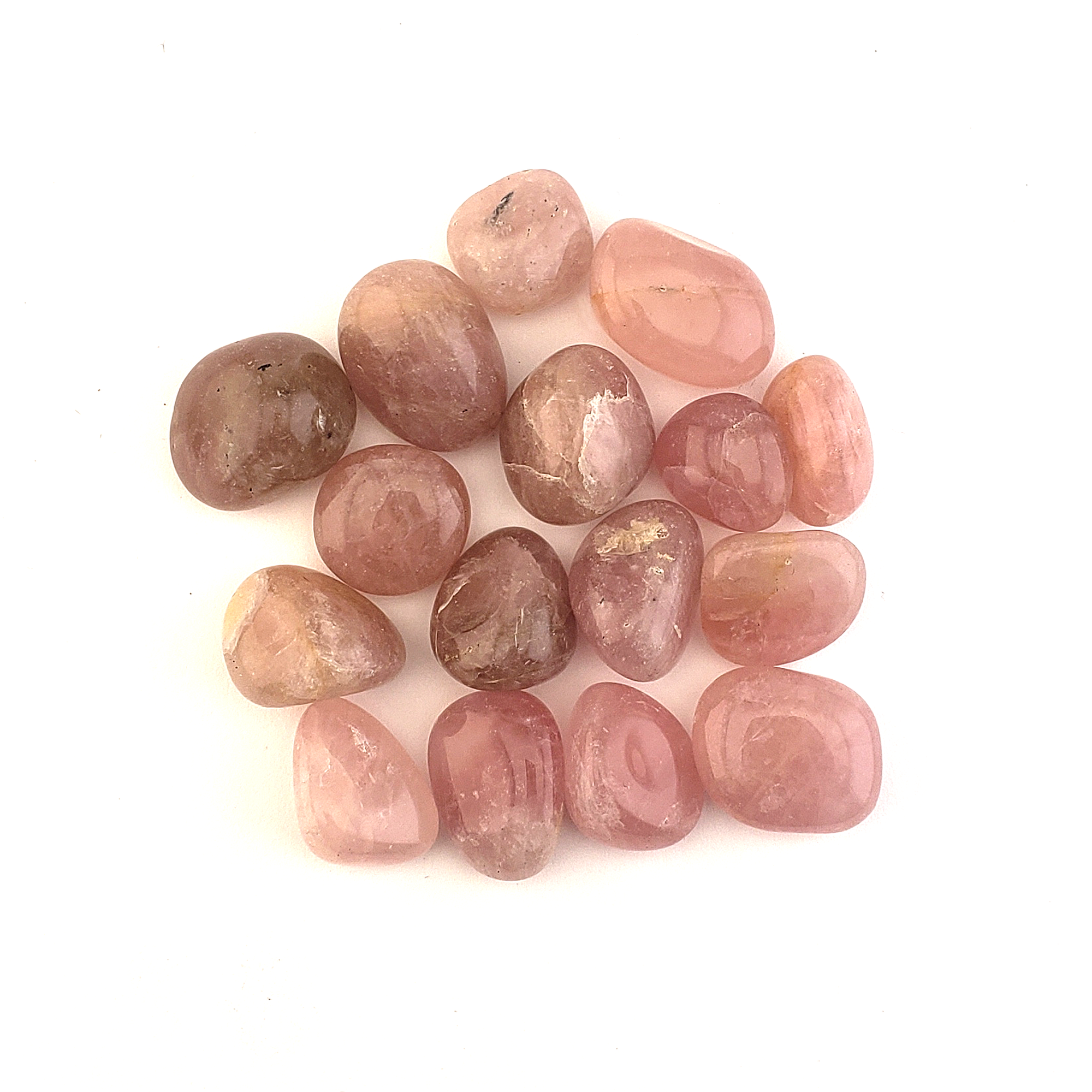 Madagascar Purple Rose Quartz Natural Tumbled Crystal - Small One Stone - White Background