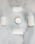 Selenite Crystal Semi-Tumbled Gemstone - One Stone - Size Comparison