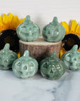 Green Aventurine Crystal Carving Natural Gemstone Jack-O-Lantern | Good Luck Pumpkin