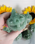 Green Aventurine Crystal Carving Natural Gemstone Jack-O-Lantern | Good Luck Pumpkin - Autumn Decor