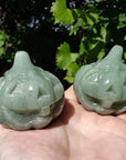 Green Aventurine Crystal Carving Natural Gemstone Jack-O-Lantern | Good Luck Pumpkin - Fall Decor