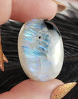 Unique 41 Carat Flashy Rainbow Moonstone Crystal Cabochon Natural High Quality Gemstone | Symphony