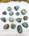african turquoise stones on display