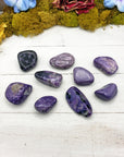 charoite stones on display