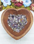 cacoxenite crystal chips in heart bowl