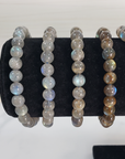 Labradorite Crystal Natural Gemstone 7-8mm Bead Bracelet - Close Up on Form