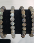 Labradorite Crystal Natural Gemstone 7-8mm Bead Bracelet - Close Up on Form 2