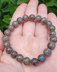 Labradorite Crystal Natural Gemstone 7-8mm Bead Bracelet - Outdoor Light