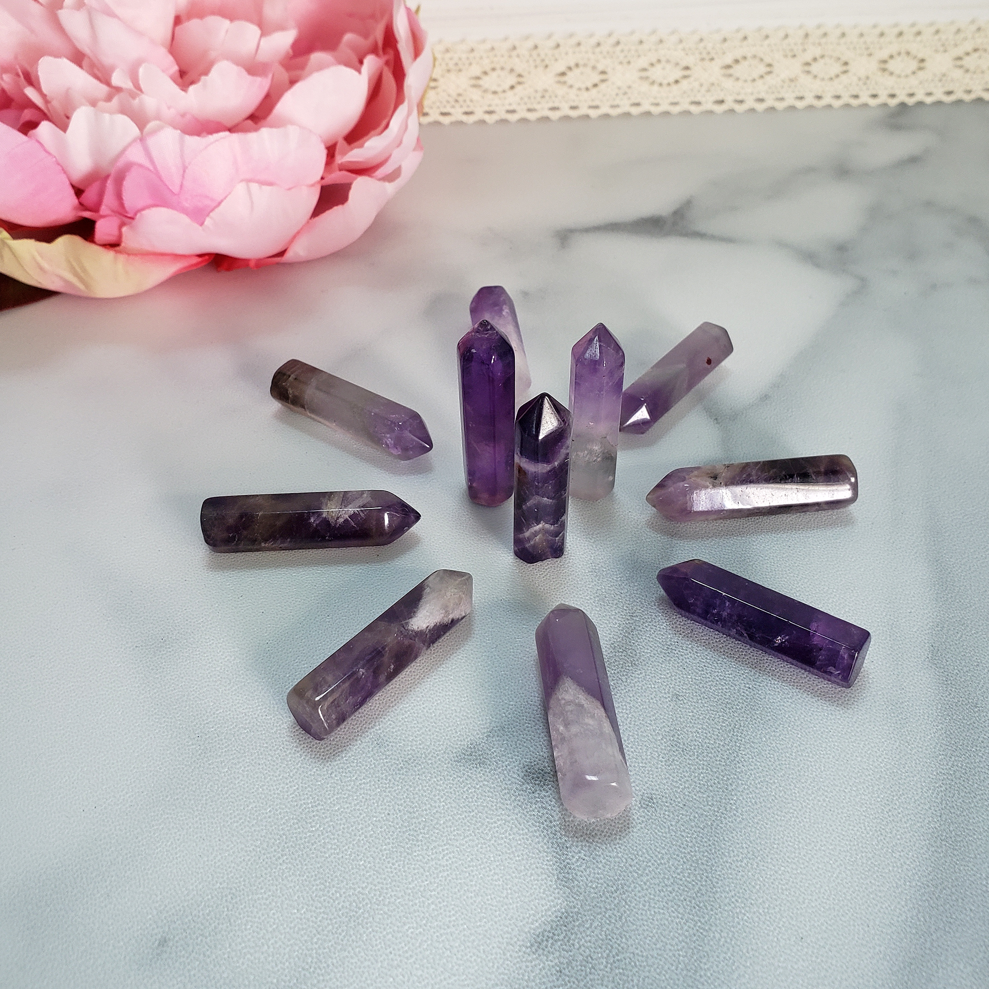 Amethyst Crystal Natural Gemstone Tower Point | MINI - Natural Gemstone Towers in a Circle
