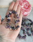 Amethyst Crystal Natural Gemstone Nugget Bead Bracelet - In Hand