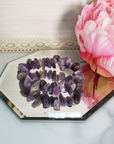 Amethyst Crystal Natural Gemstone Nugget Bead Bracelet - On Mirror