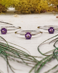 Amethyst Crystal Natural Gemstone Sterling Silver Ring - Laurette - February Birthstone Rings