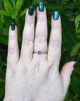 Amethyst Crystal Natural Gemstone Sterling Silver Ring - Laurette - Amethyst Ring in Sunlight