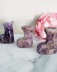 Amethyst Crystal Natural Gemstone Santa Boot Christmas Stocking Carving