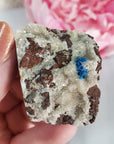 Unique Cavansite Crystal Cluster with White Stilbite in Basalt Matrix Natural Mineral Formation | Barbelo - 1