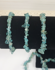 Blue Apatite Stone Natural Crystal Chip Bead Bracelet - Close Up 2