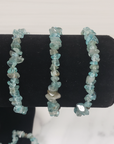 Blue Apatite Stone Natural Crystal Chip Bead Bracelet - Close Up 1