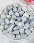 Blue Calcite Crystal Natural Gemstone Tumbled Stone - White Bowl