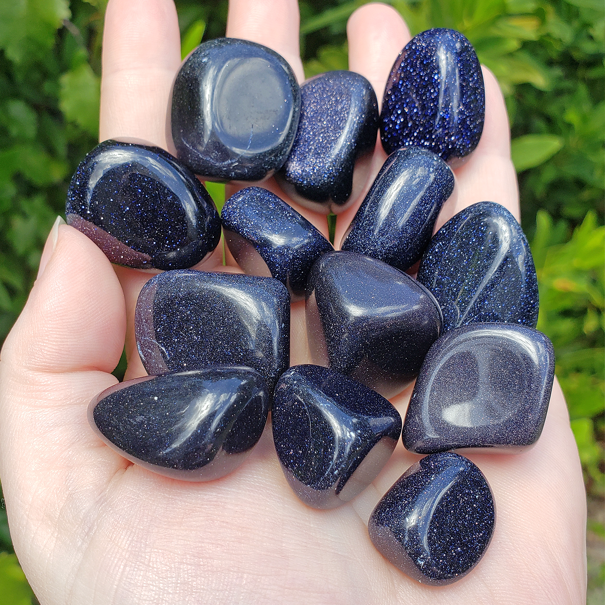 Blue Goldstone Crystal Manmade Gemstone Tumbled Stone One Stone