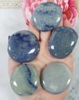 Blue Quartz Blue Aventurine Natural Gemstone Palm Stone Worry Stone Meditation Tool - 8