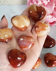 Carnelian Crystal Heart Shaped Natural Gemstone Carving | Multiple Sizes! - 8