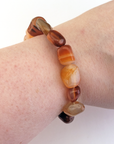 Carnelian Natural Crystal Nugget Stretch Bracelet - On Wrist