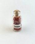 Carnelian Natural Crystal Chips Bottle - Natural Gemstone Chips in Glass Bottles - On White Background