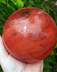 Cherry Quartz Strawberry Obsidian Manmade Crystal Sphere Orb | JUMBO