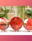 Cherry Quartz Strawberry Obsidian Manmade Crystal Sphere Orb | JUMBO