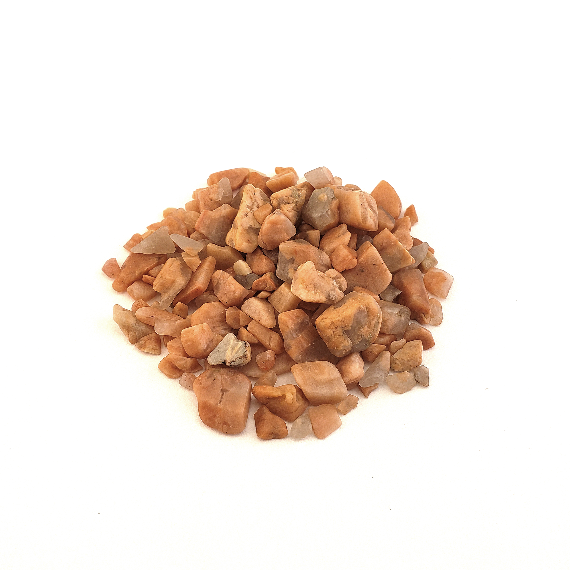 Zebradorite &amp; Peach Moonstone Crystal Chips By the Ounce - On White Background