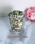 Infinite Serpentine Gemstone Chips By the Ounce - 25 Ounces in Glass Tumbler