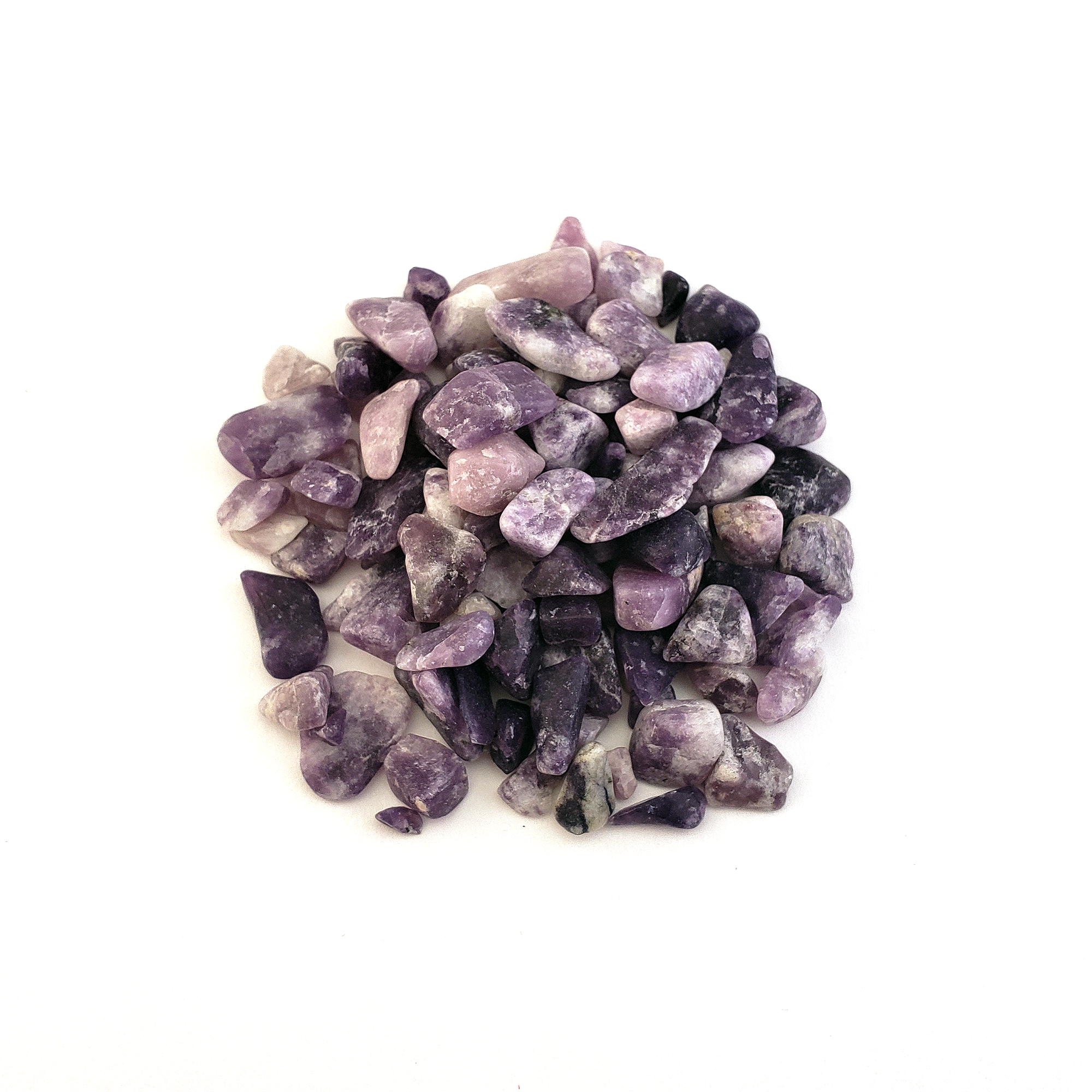 Lepidolite Natural Gemstone Chips By the Ounce - Gemstone Chips on White Background
