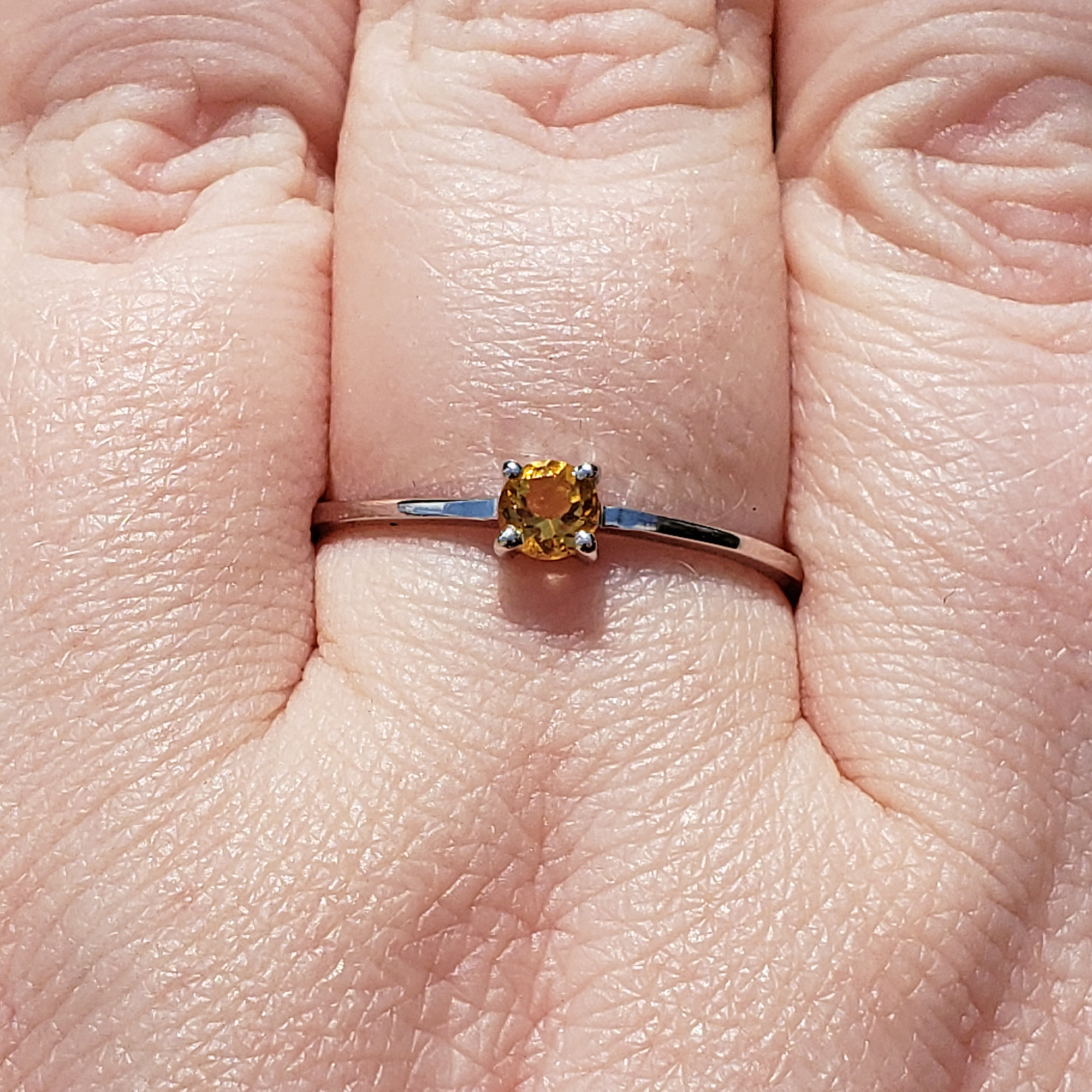 Citrine Crystal Faceted Gemstone Sterling Silver Ring - Indrani - Close Up