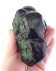 Unique Jumbo Malachite Semi-Polished Freeform - Clasp - Side View White Background