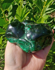 Unique Jumbo Malachite Semi-Polished Freeform - Clasp - Side View Striations