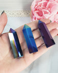 Rainbow Titanium Aura Quartz Crystal Tower Point | SECONDS | Multiple Sizes