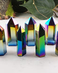 Rainbow Titanium Aura Quartz Crystal Tower Point | SECONDS | Multiple Sizes