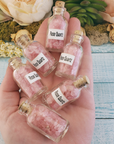 Rose Quartz Crystal Chips Chips in Glass Bottle | Color Enhanced