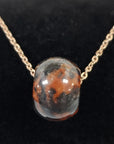 Confidence Necklace | Mahogany Obsidian Crystal Natural Gemstone Pendant Bead on 18" Rosegold Plated Sterling Silver Chain