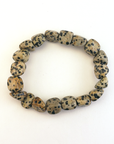 Dalmatian Jasper Gemstone Nugget Stretch Bracelet - White Background