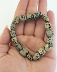 Dalmatian Jasper Gemstone Nugget Stretch Bracelet - In Hand