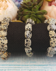 Dalmatian Jasper Gemstone Nugget Stretch Bracelet - On Form