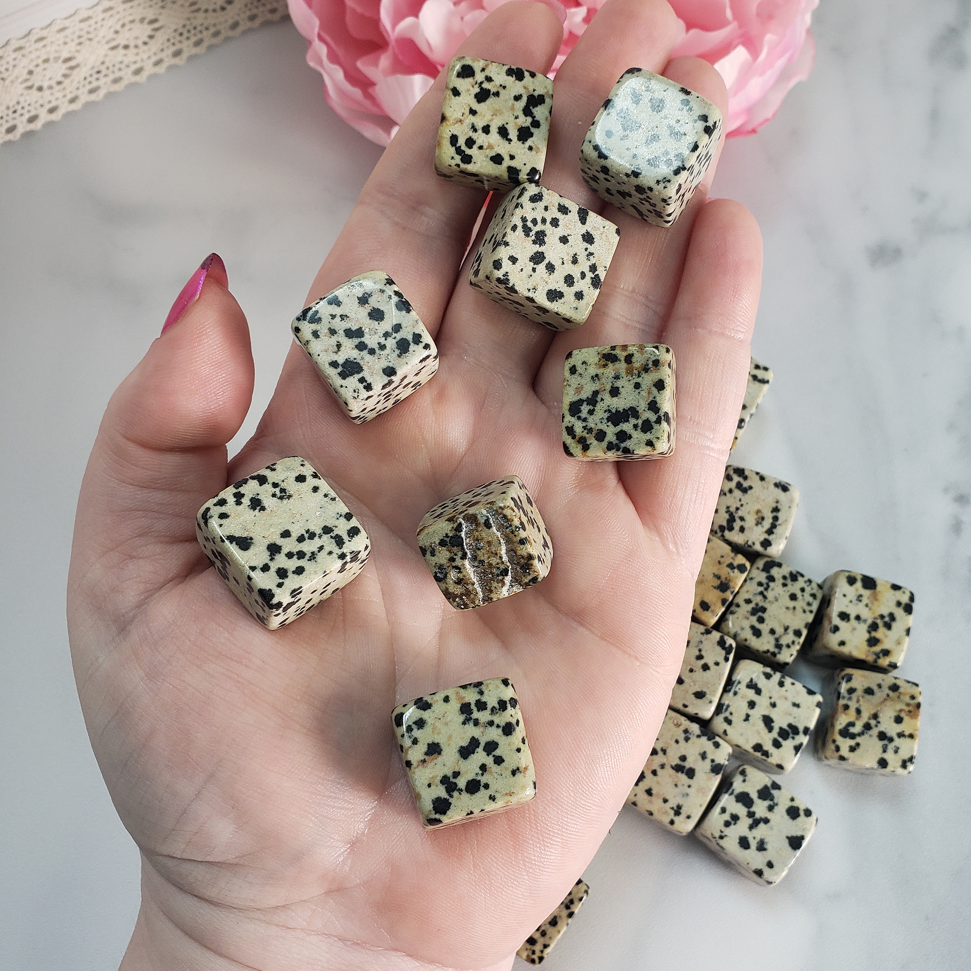Dalmatian Jasper Stone Natural Crystal Tumbled Stone Cuboid - Dalmatian Stone Cubes