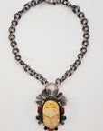 Egyptian Scarab Sterling Silver Bejeweled Necklace