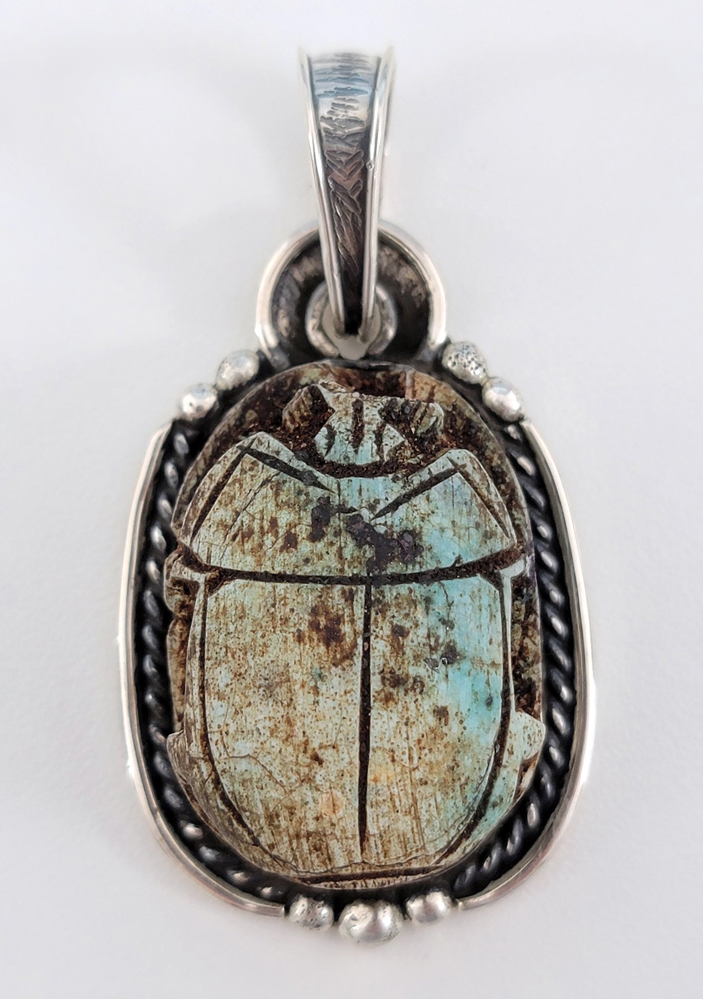 Scarab pharaonic amulet Silver necklace sale